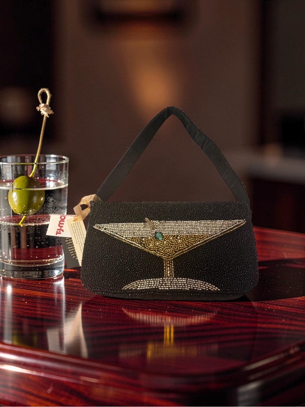 T.J.Maxx Black Beaded Shoulder Bag with Gold, Silver & Turquoise Accents